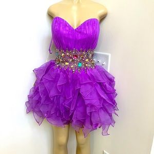 Aspeed purple strapless chiffon dress sz Large.